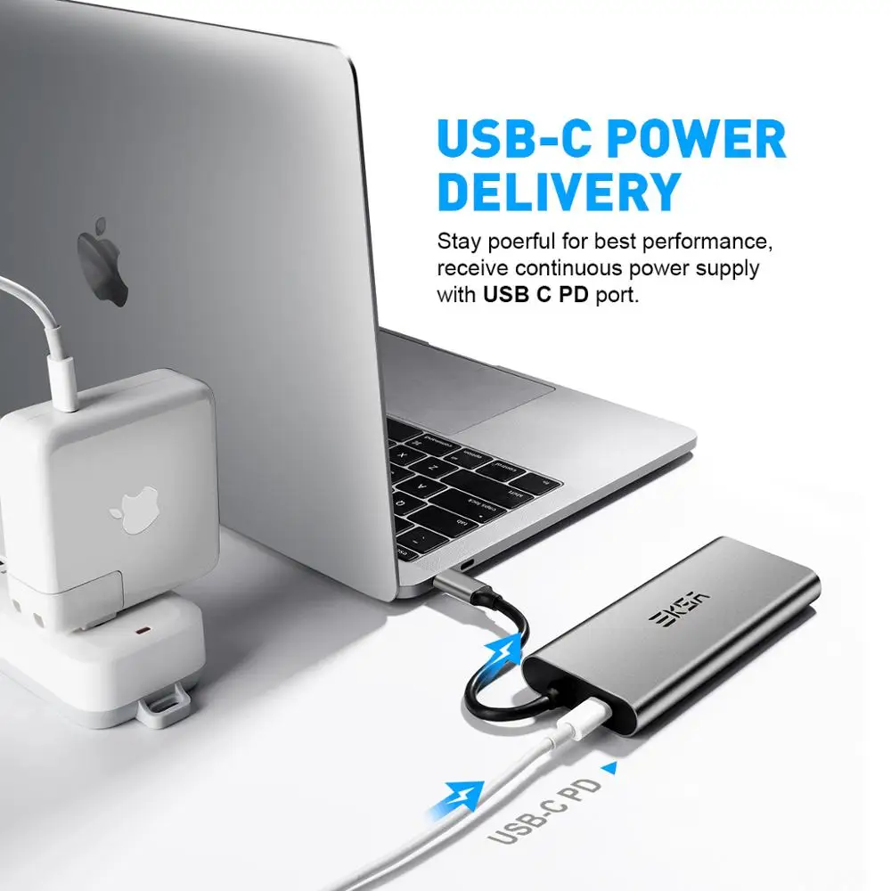 EKSA ET9H 11 en 1 USB C tipo C HUB de USB 30 HDMI RJ45 VGA PD de carga para MacBook Pro Samsung Gal