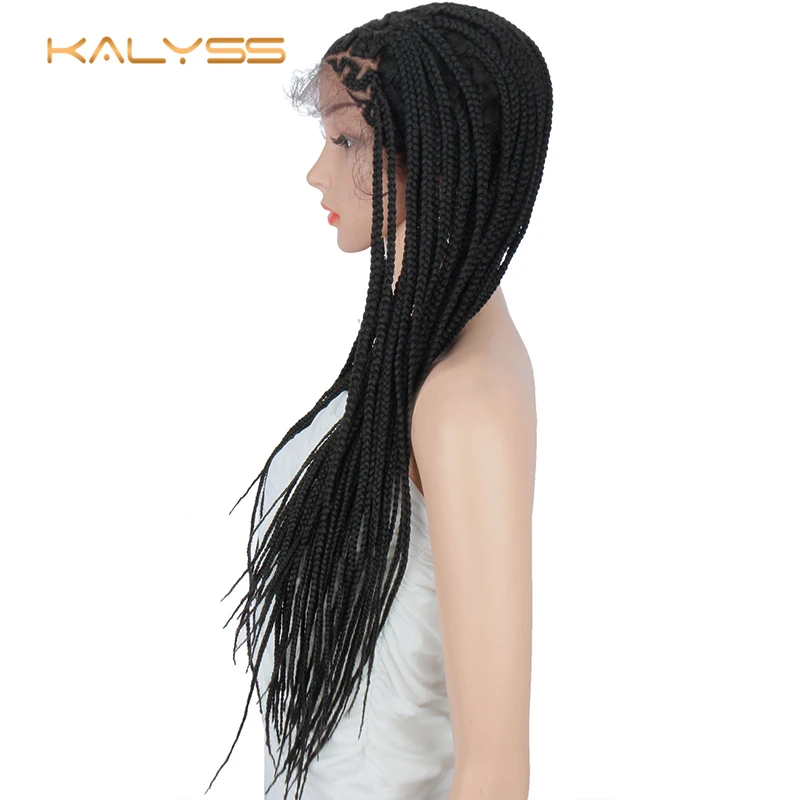 Kanyss 30 дюймов 13x6 плетеные парики фронта шнурка al наклонная боковая часть Cornrow косички парик с детскими волосами синтетический парик фронта шнурка