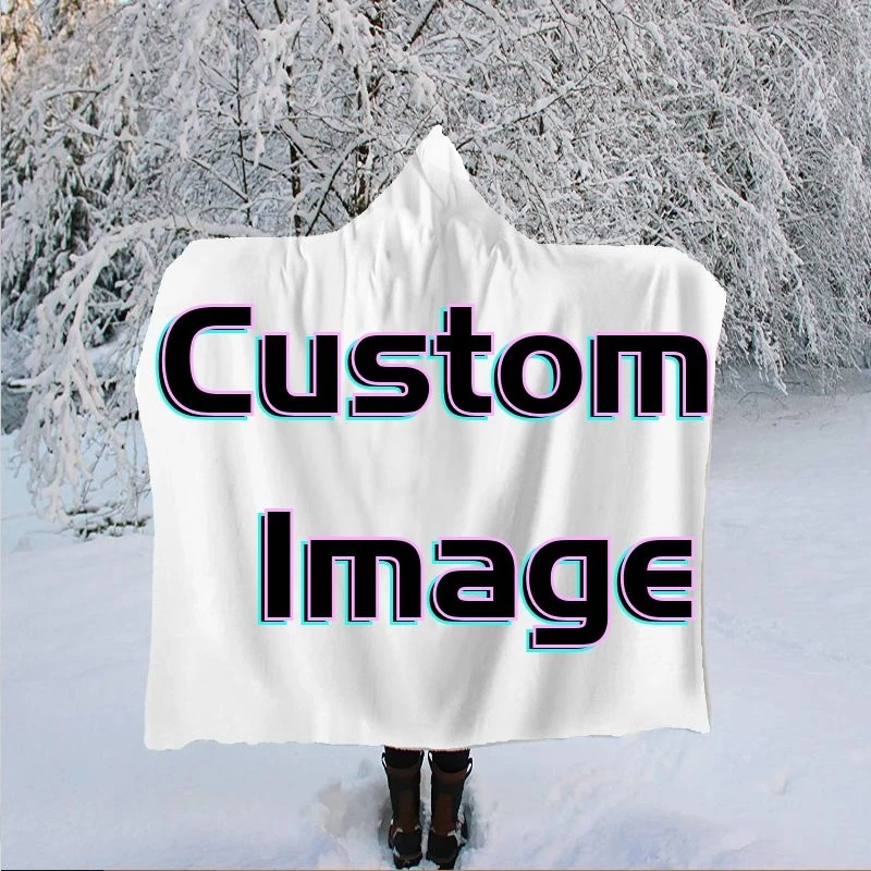 

Customize Hooded Blanket Custom Picture Photo Fleece Blanket Kids Wearable Blanket 3D Print Comfortable Throw Blanket