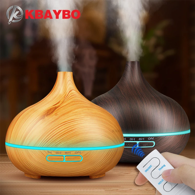 Electric Aroma Essential Oil Diffuser Ultrasonic Air Humidifier with Wood Grain 7 Color Changing LE