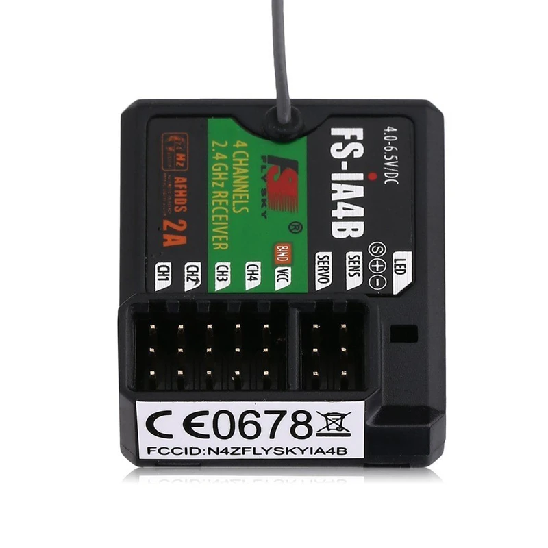 

FlySky FS-IA4B 2.4G 4CH Receiver for FS i4 i6 i10 iT4S Transmitter Support Data Backhaul PPM Output iBus Port for RC Car Boat