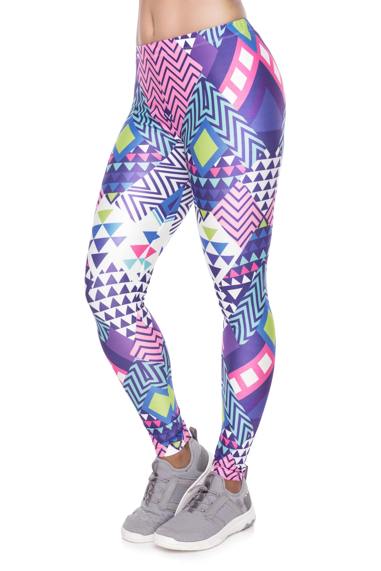 Цветные спортивные Леггинсы с геометрическими фигурами, модные штаны, высокая талия, для тренировок, бега, для женщин, для спорта и отдыха, тренировочные леггинсы