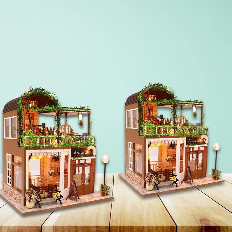 DIY Дом с мебели для детей и взрослых миниатюрный деревянный кукольный дом модель строительные наборы кукольный домик игрушка подарок