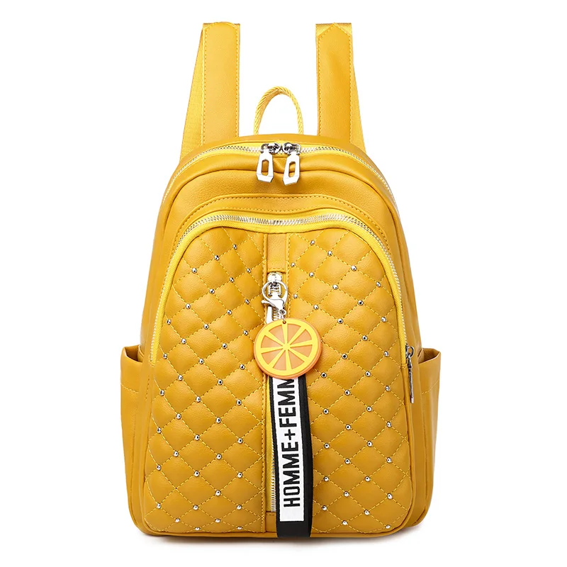 Новинка 2020 женский кожаный рюкзак с заклепками Модный Женский дорожный