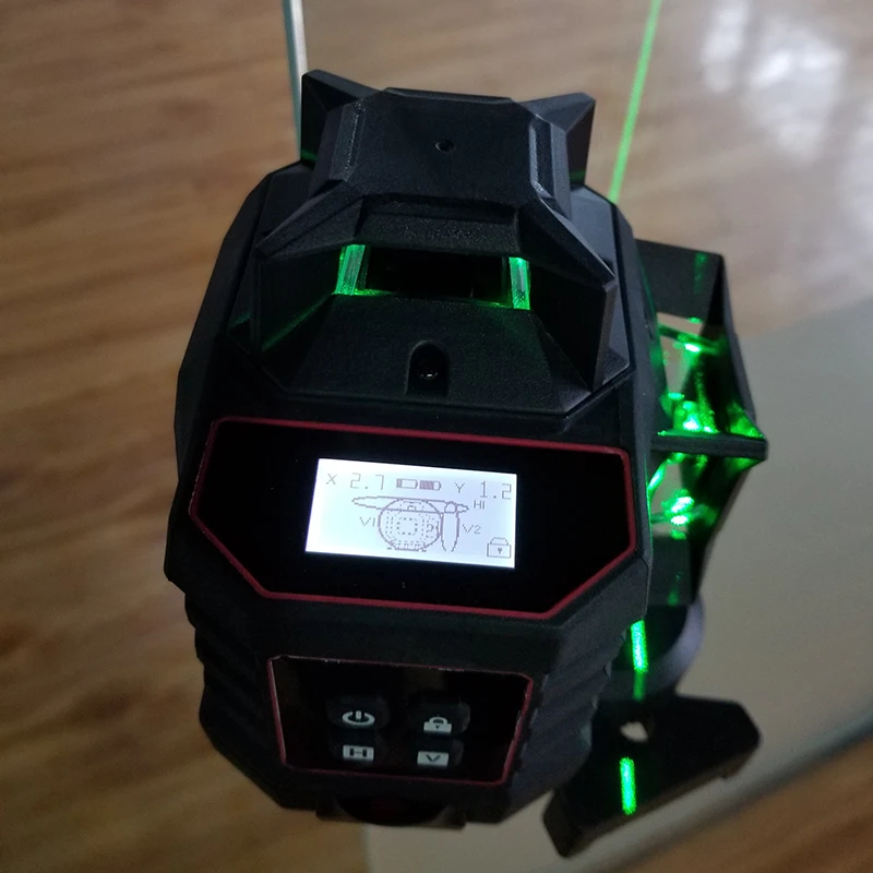 Nowy 12 linii 3D zielony laser Level samopoziomujący 360 stopni wiązka laserowa linia wodoodporna z wyświetlaczem Nowy 12 linii 3D zielony laser Level samopoziomujący 360 stopni wiązka laserowa linia wodoodporna z wyświetlaczem