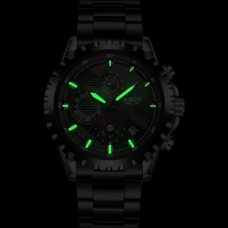 Baratos Reloj LIGE marca superior de lujo a la moda para hombre reloj deportivo de cuarzo resistente al agua reloj militar de acero para hombre reloj Masculino