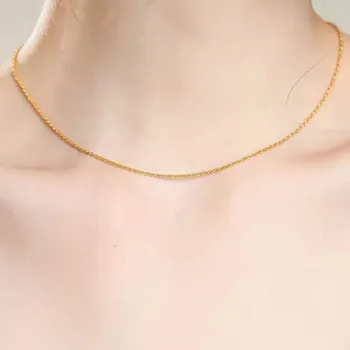 CHUHAN Jewelry 18k Gold Twisted chain AU750 Real Gold Hemp rope Necklace Fashion All-match models Fine Jewelry accessories 4