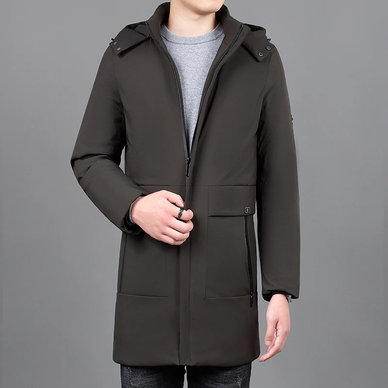 Толстые зимние модные брендовые куртки с капюшоном, мужские длинные уличные парки, стеганая куртка, пуховые пальто, мужская одежда