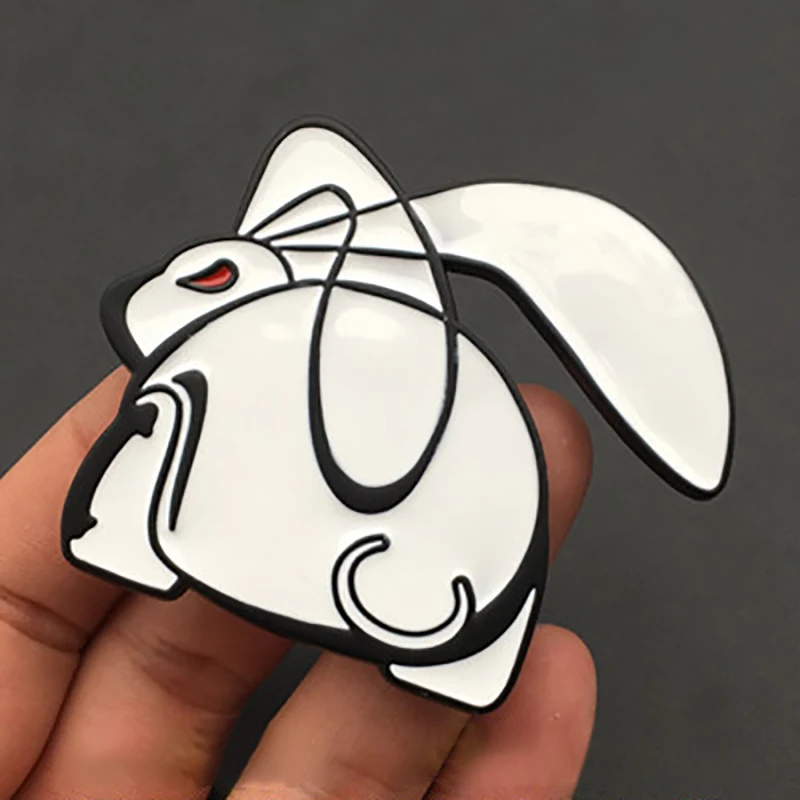 Универсальный металлический бегущий кролик Автомобильная эмблема задний багажник значок логотип наклейка для VW Volkswagen Jetta Golf GTI Polo Smart mg Honda BMW - Название цвета: Black-White
