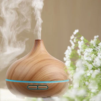 

New USB humidifier Electric oil Aromatherapy wood grain Ultrasonic air diffuser with 7 colors lights for home office Car 550ML