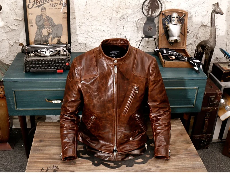 YR!. Качественный моторный Байкер, стильная масляная Вощеная куртка из воловьей кожи, классное масло для похудения, восковое пальто из натуральной кожи, винтажное теплое пальто. RL