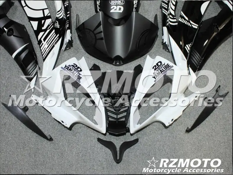 Набор впрыскивателей мотоциклов Обтекатели подходят для YAMAHA YZF-R6-600 2008- 08-16 Кузов Набор на заказ Белый Черный крутой