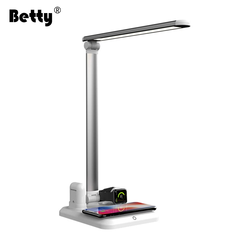 Betty Wireless Chargers for iphone Watch Airpods iWatch Charging Dock Station LED Desk Lamp Eye Protect Reading Light Table