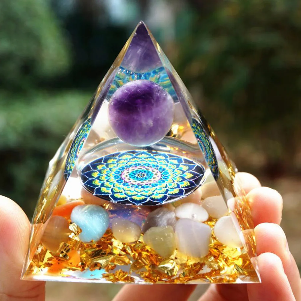 Natural Tiger Eye Orgonite Pyramid Healing Crystals Energy Generator Reiki Chakra Multiplier Orgone Amethyst Meditation Stone5X5 wholesale jewelry components and findings Jewelry Findings & Components