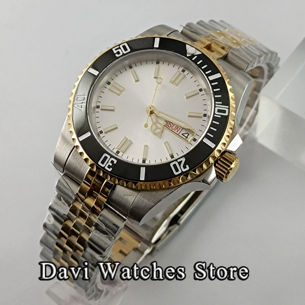 

40mm New Sterile Mens Watch Silver Dial Black Ceramic Bezel Sapphire Glass NH36A Movement Automatic Mechanical Watch