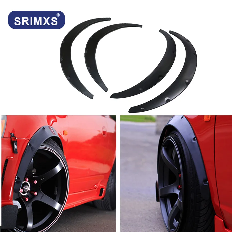 

4Pcs Universal Car Fender Flares Extra Wide Body Wheel Arches wheel eyebrow carbon fiber arch flares protector trim lips fender