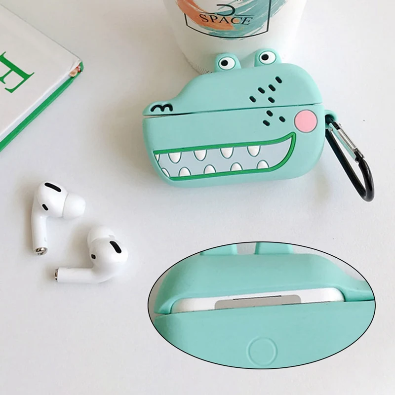 3D чехол для наушников для Airpods Pro Чехол Силиконовый крокодил Мультяшные наушники/Earpods чехол для Apple Air pods Pro 3 чехол Брелок