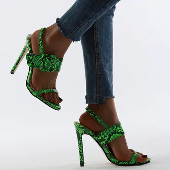 

Sexy Snake Leopard Print Women's Stiletto Sandals Buckle Strap Lady Sandal Shoe 2020 New Summer High Heels Sandals Women's Shoes