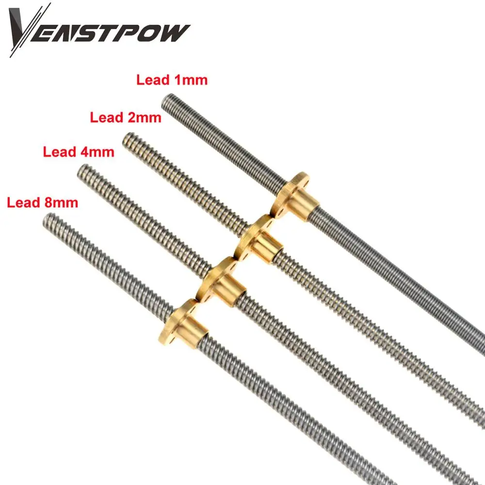 cnc-3d-printer-thsl-300-8d-trapezoidal-rod-t8-lead-screw-thread-8mm-lead1mm-length100mm200mm300mm400mm500mm600mm-with-brass-nut