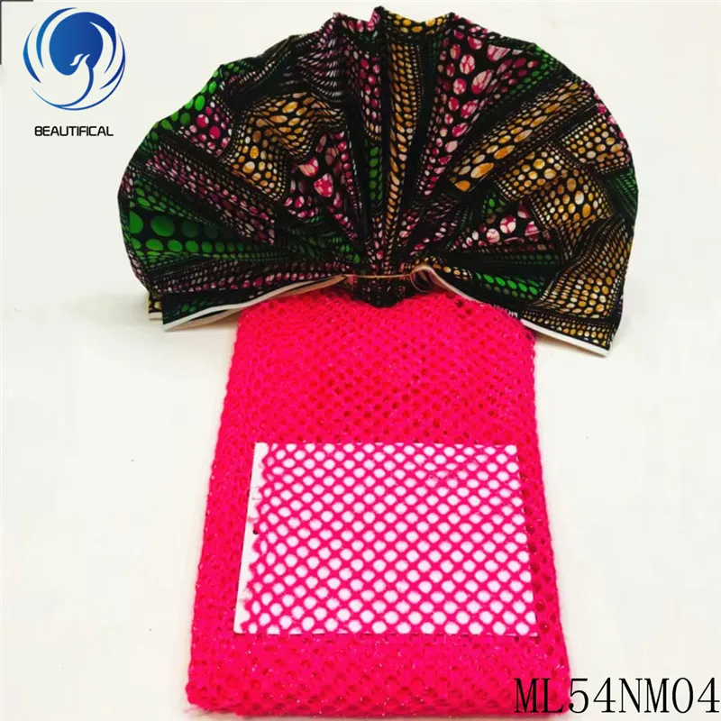 ML54NM0435 Beautifical 3 ярдов хлопок воск ткани с черным шнуром кружевная ткань 2,5 ярдов Высокое качество нигерийская Вощеная и кружевная ткань ML54NM04 - Цвет: ML54NM0435