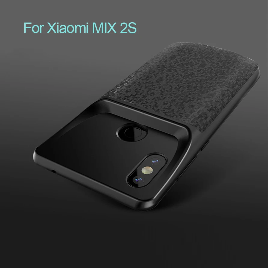HORUG чехол для зарядного устройства для Xiaomi Mix 2 Mix 2S Чехол для аккумулятора power Bank чехол для зарядки s Чехол для внешнего зарядного устройства чехол s Backup - Цвет: Black For Mix 2S