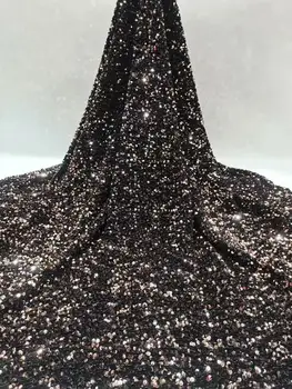 

Fashions Embroidered pearls sequence 5 yards Swiss voile organza African french mesh tulle lace fabric FD828