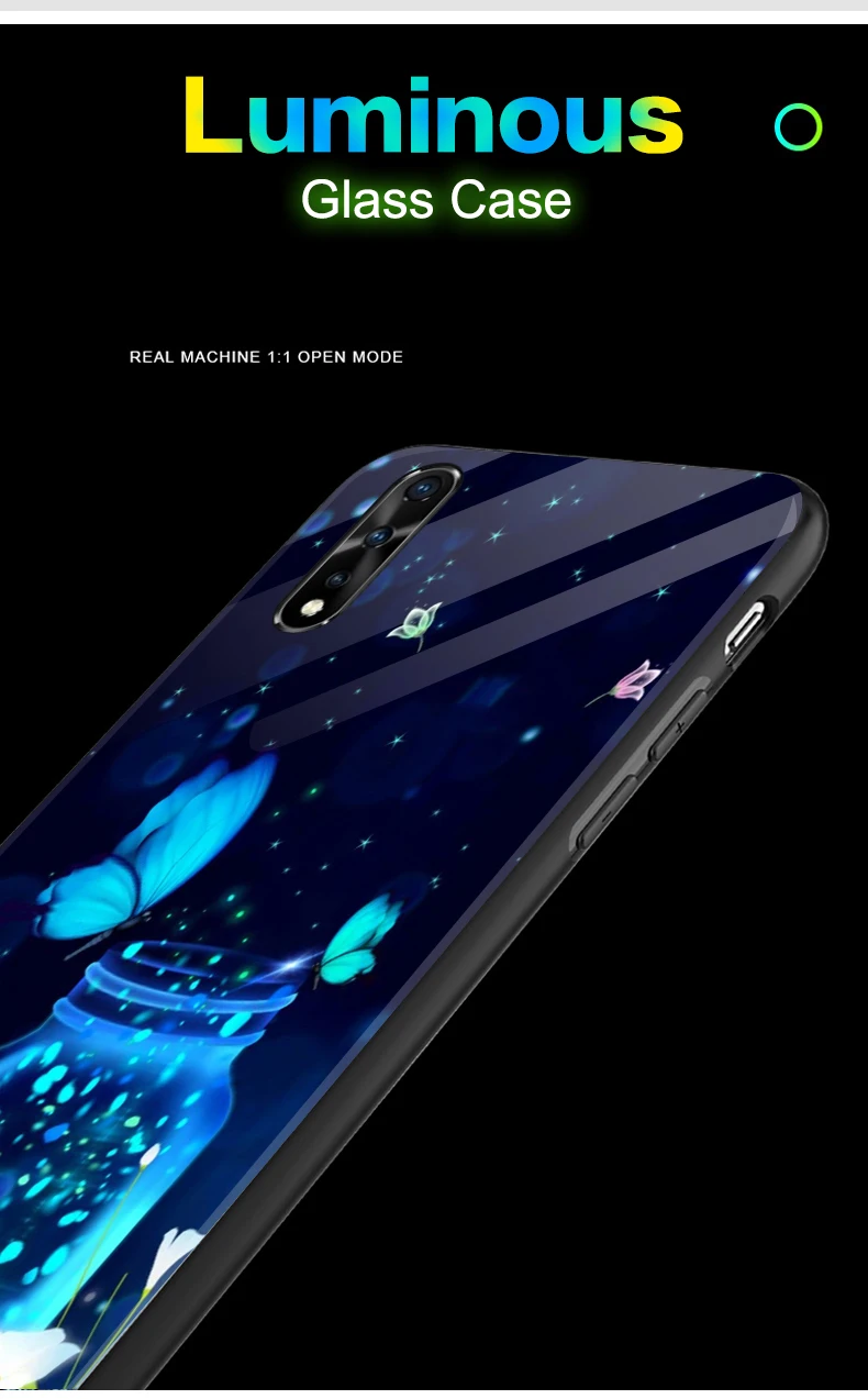 Светящийся чехол из закаленного стекла для Vivo V17 Neo S1 Индия Z5X чехол задняя крышка для Vivo IQOO Neo Pro 5G чехол для сотового телефона