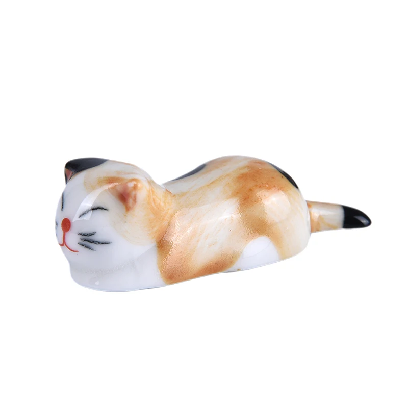 3Pcs Japanese Style Ceramic Chopsticks Holder Stand Cute Cat Design Chopstick Rack Pillow Care Rest Kitchen Art Craft Tableware