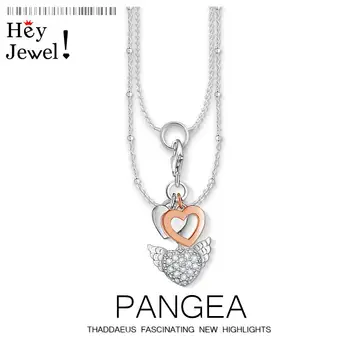 

Charm Necklace Winged Heart,2020 Spring New Fashion Jewelry Europe 925 Sterling Silver Bijoux Romantic Gift For Women Girls