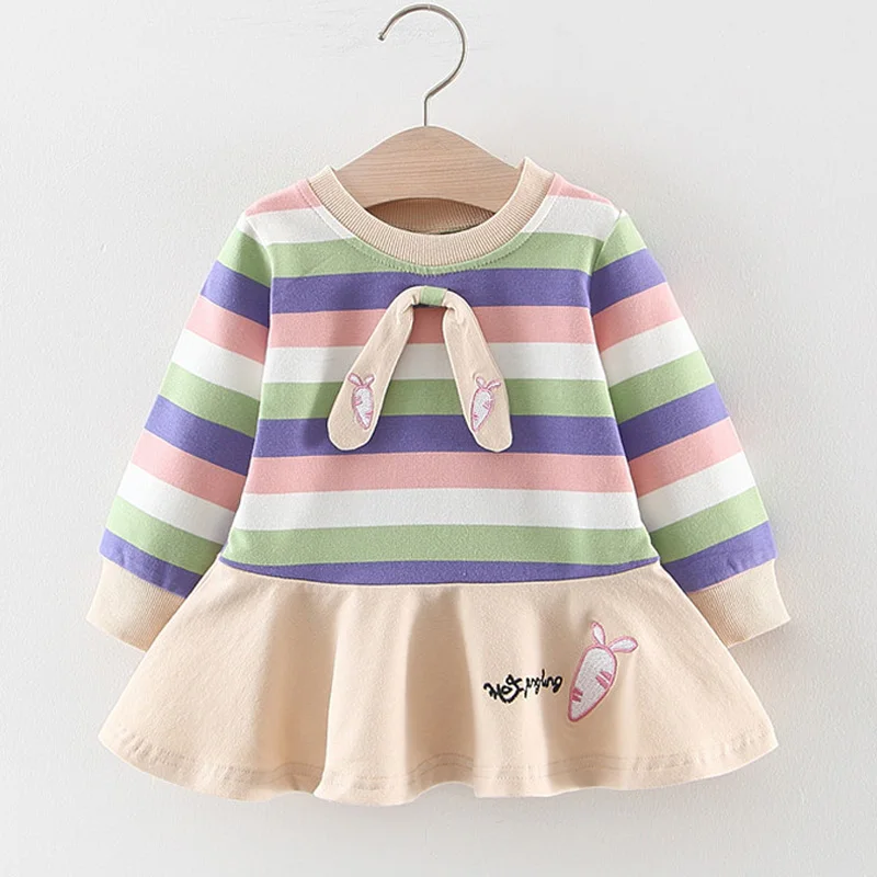 Bear Leader/платье для маленьких девочек; новые весенние платья для новорожденных девочек; костюм для малышей; милая клетчатая одежда в стиле пэчворк с клубничкой - Цвет: AF216 Green
