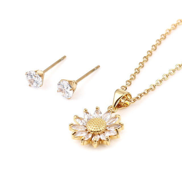 Set Stainless Steel Galaxy Necklace Earrings Set Jewelry For Valentine's Day Silver Color Round Star Clear Cubic Zirconia