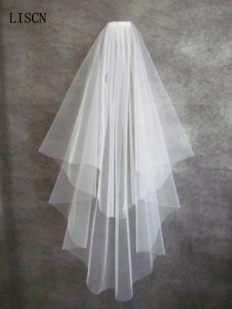 

2 Layers Cheap Simple Tulle Short Bridal Veils White Ivory Matched for Wedding Dresses in Stock Bride Accessories