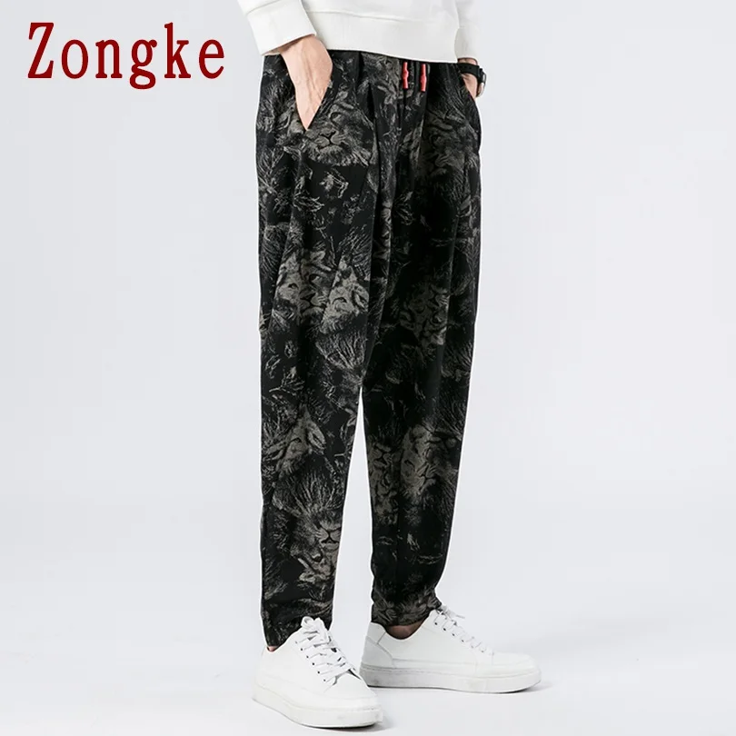 Zongke Лев печати Мужские штаны для бега брюки мужские брюки уличная тренировочные штаны-шаровары штаны, мужские брюки 5XL хип хоп