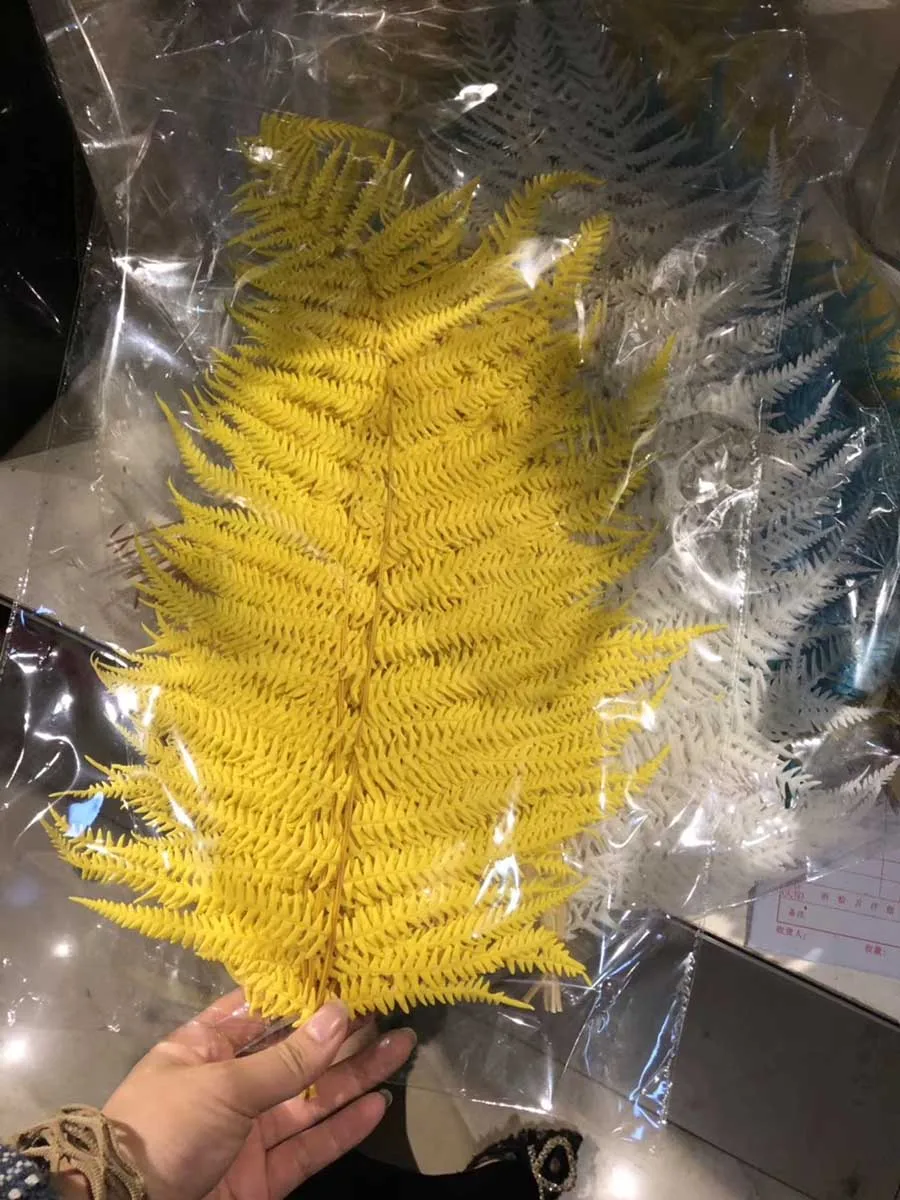Yellow 10 шт. консервированные зеленые/синие/желтые/белые/розовые листья папоротника для букета венок гирлянда материал для изготовления аксессуаров рукоделие сделай сам - Цвет: Yellow