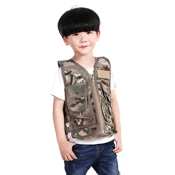 

Field Multi Pocket Protective Camping Shooting Hunting Children Tactical Vest Nylon Cloth Zipper Sports Adjustable