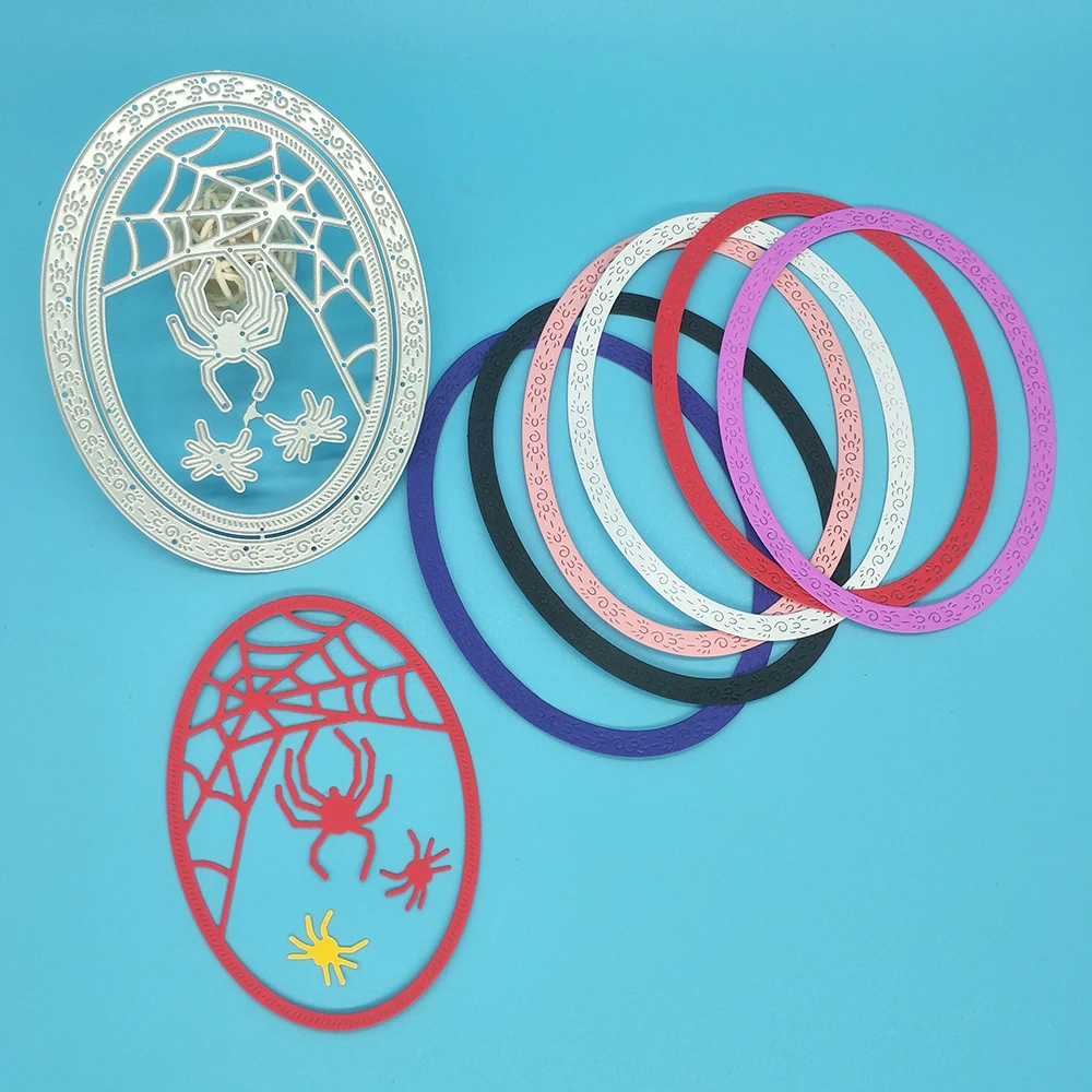 

Halloween oval spider web spider metal cutting template DIY scrapbook, card making, embossing crafts, photo album decoration