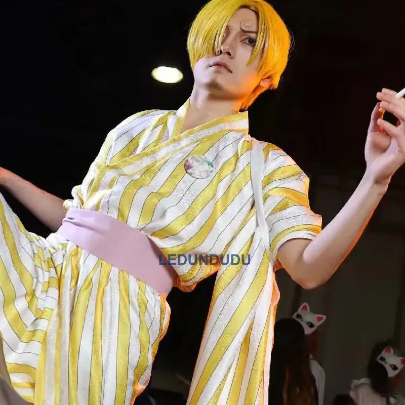 Anime One Piece Wano Country Cosplay Costume Vinsmoke Sanji Yukata Women Men Luxury Kimono Bathrobe For Halloween Customize Anime Costumes Aliexpress