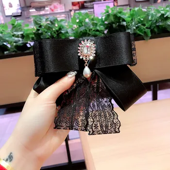 

High Grade Ribbon Bow Brooches Lace Bowknot Brooch Collar Pins Corsage Shirt Tie Cravat Wedding Broches Jewelry Women Gift Party