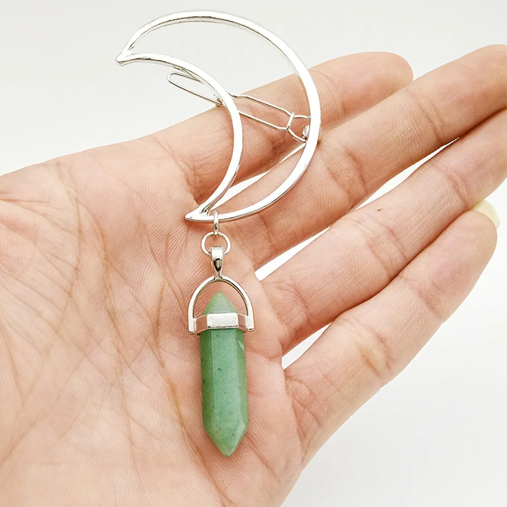 1 pc Moon Shape Hair Clips Fashion Boho Girls Crystal Barrette Jewelry Unique Women Casual Hair Clip Gifts Accessories