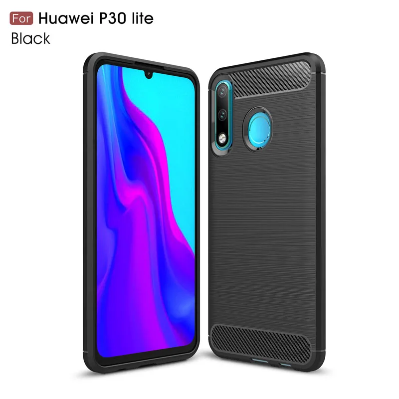 Black Для huawei P30 Lite Honor 20S Мягкий Силиконовый противоударный чехол MAR-LX1M MAR-LX1H текстура углеродного волокна бампер крышка MAR LX1M LX1 - Цвет: Black