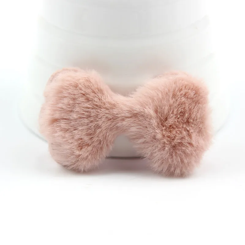 Pale mauve 12 шт. 3,5*5,5 см Пушистый фетровый бант Мягкие плюшевые аппликации для детских поделок ручной работы BB Заколка-шляпка Украшение Аксессуары - Цвет: Pale mauve