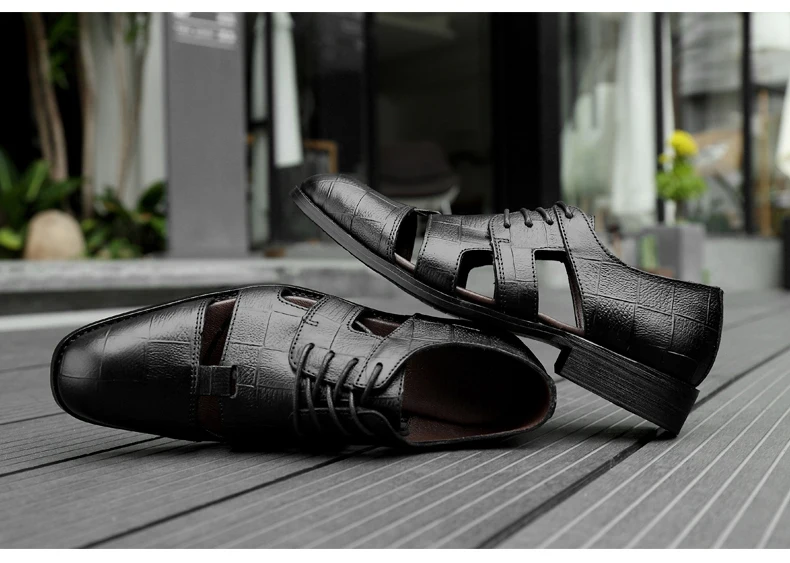 Genuine leather Men Sandals Handmade dress shoes Luxury  Sandals Summer Beach Shoes Business Dress sandals