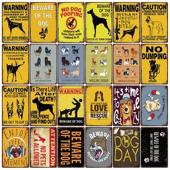 

[ Kelly66 ] Pet Shop Warning Beware Of Dog No Pooping Allowed Metal Sign Home Decor Bar Wall Art Painting 20*30 CM Size DG-4