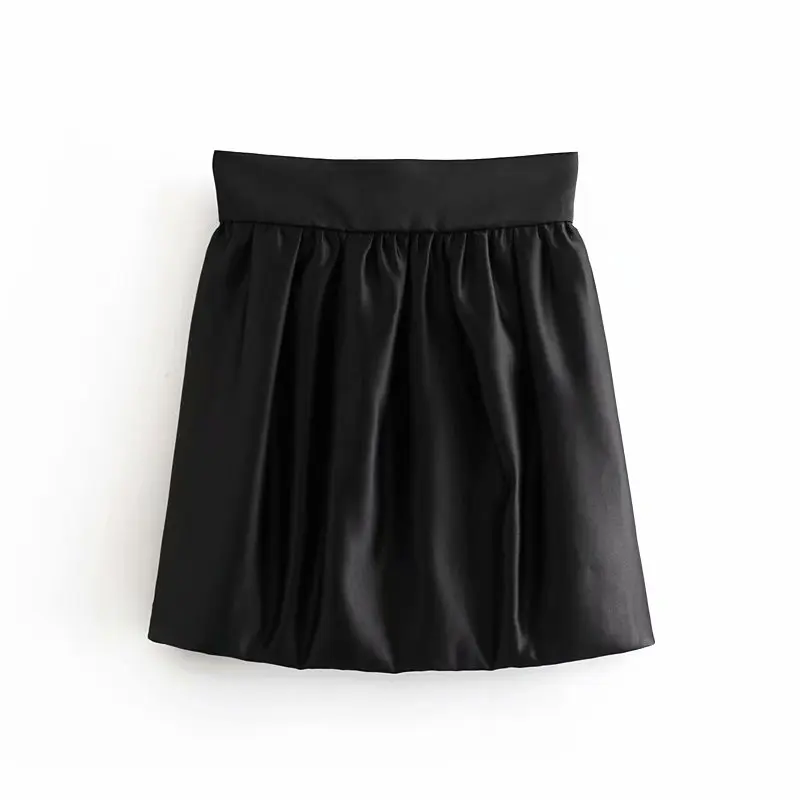 Шикарные черные юбки женские атласные сзади мини-юбка на молнии faldas mujer moda Мода ropa mujer