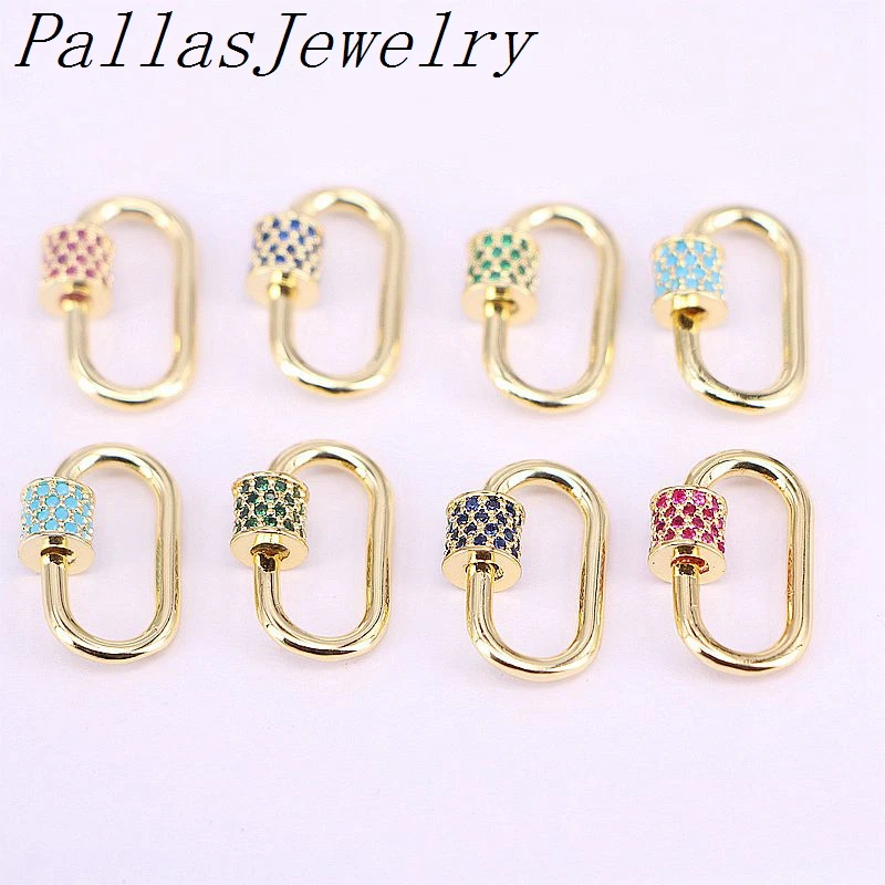 10Pcs Gold Color Jewelry Clasps Lock Carabiner Copper Connector Charm Claps Micro Pave CZ For Making | Украшения и аксессуары