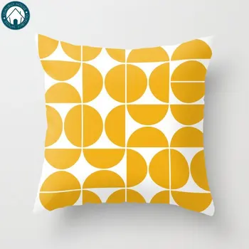 

Mid Century Modern Geometric Yellow Pillow Covers Cases Pattern Nordic Cover Cushion Pillowcase Square Print