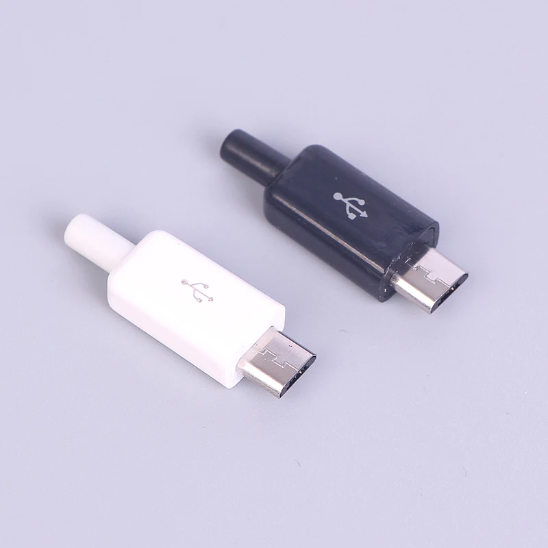 10 шт./компл. Micro 5 Pin USB сварки Тип с разъемом «папа» DIY разъем Пластик крышка черного и белого цвета
