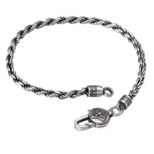 925 пробы серебряные модные ювелирные изделия шесть слов мантра твист Мужчины Женщины S925 браслет