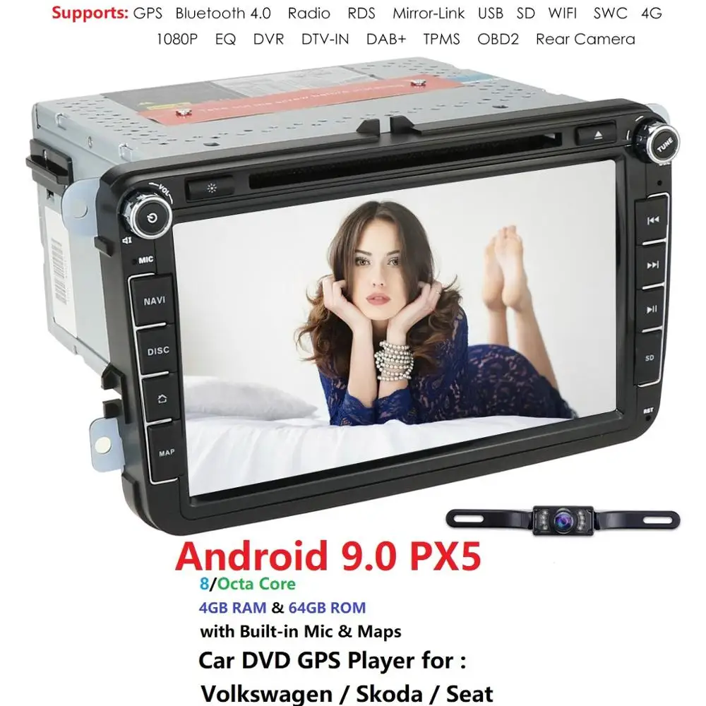 Clearance Android 9.0 Octa Core Car DVD GPS Navi for Volkswagen VW Skoda Octavia golf 5 6 touran passat B6 jetta polo tiguan player audio 0