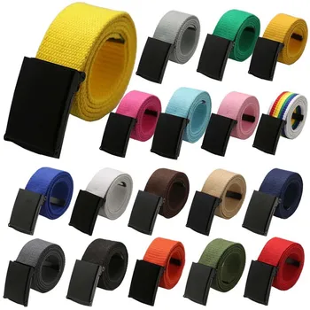 

Wide Unisex Canvas Belt Hypoallergenic Metal Plastic Automatic Buckle Belt Youth Without Metal Automatic Buckle Waistband YH